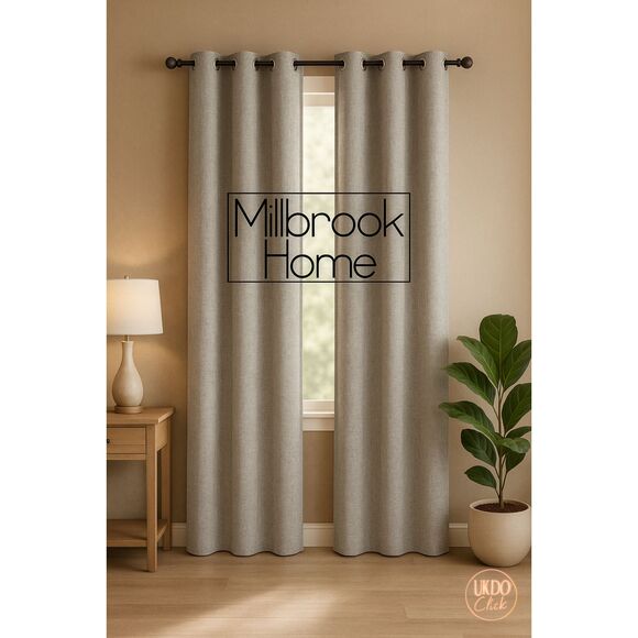 Millbrook Home Extra Wide Gray Linen Window Curtains Set 2 Panels 54x84 NWT - Picture 1 of 11